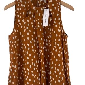 Amour Vert Washable Silk Tan and Ivory‎ Sleeveless Blouse Size: M